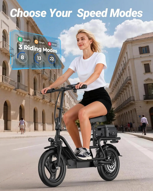 AOVORPO Electric Scooter for Adults,14" Tires, Up to 22Mph, 500W Motor, 28 Miles Max Range, Folding E-Bike with Dual Suspension