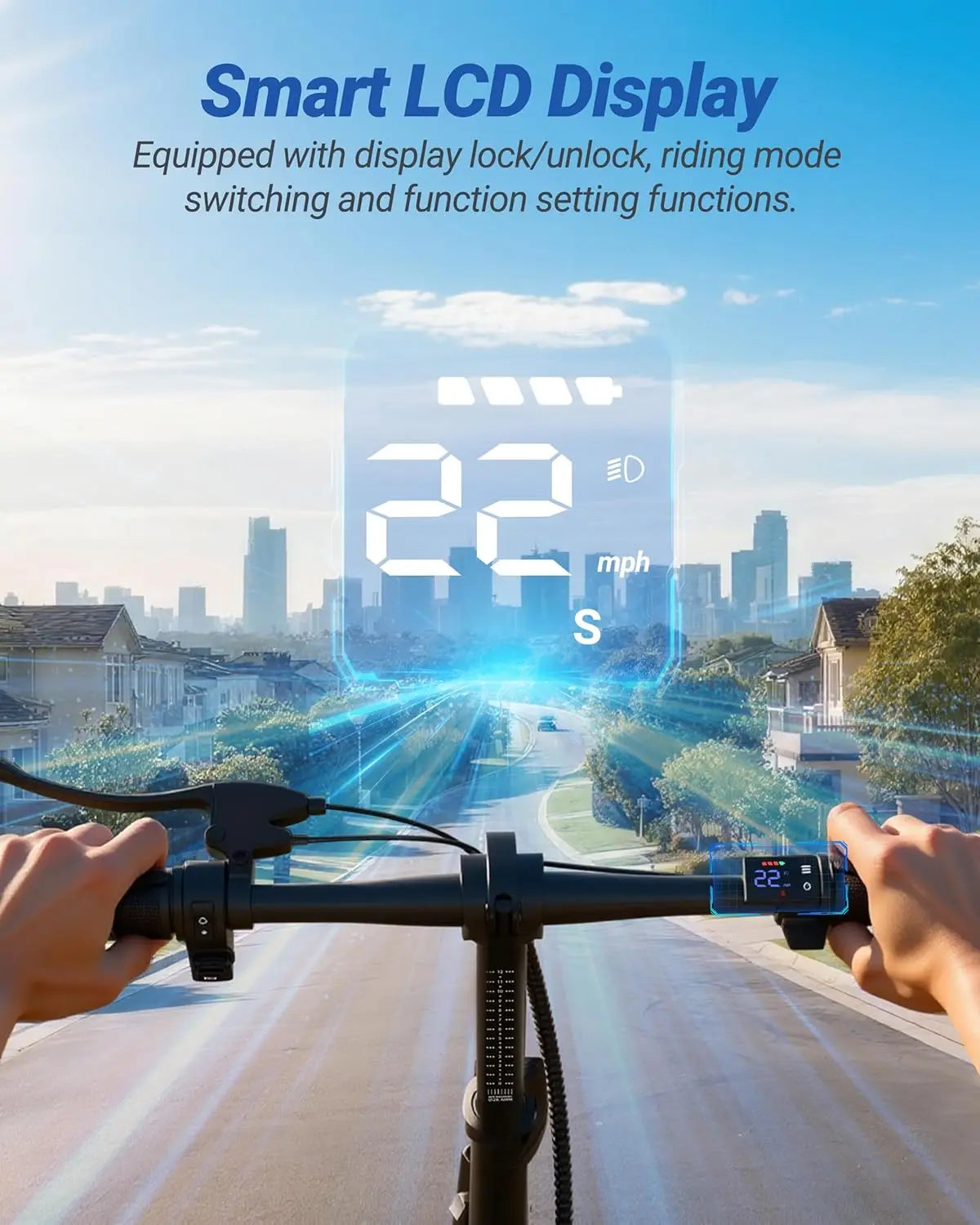 AOVORPO Electric Scooter for Adults,14" Tires, Up to 22Mph, 500W Motor, 28 Miles Max Range, Folding E-Bike with Dual Suspension