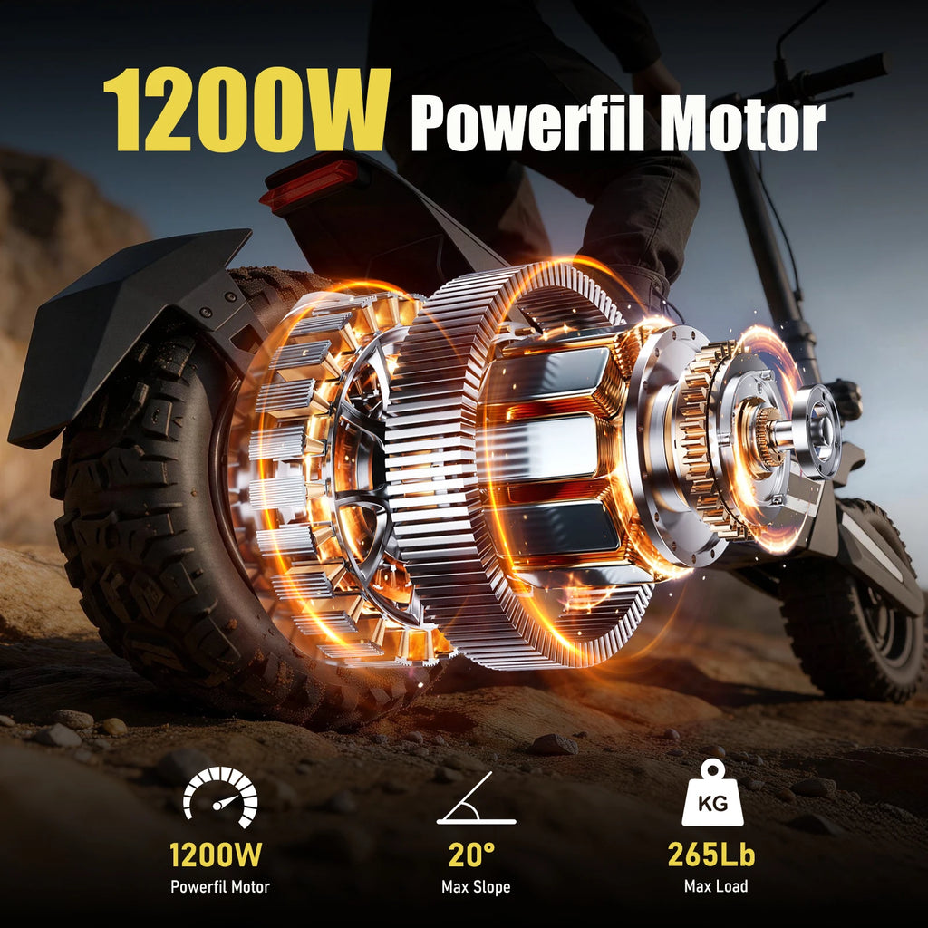 FREEBOY J2MAX 1200W Off Road Electric Scooter for Adults, 34mph Top Speed, 31miles Long Range, 11'' Pneumatic Tire, Dual Disc Brake