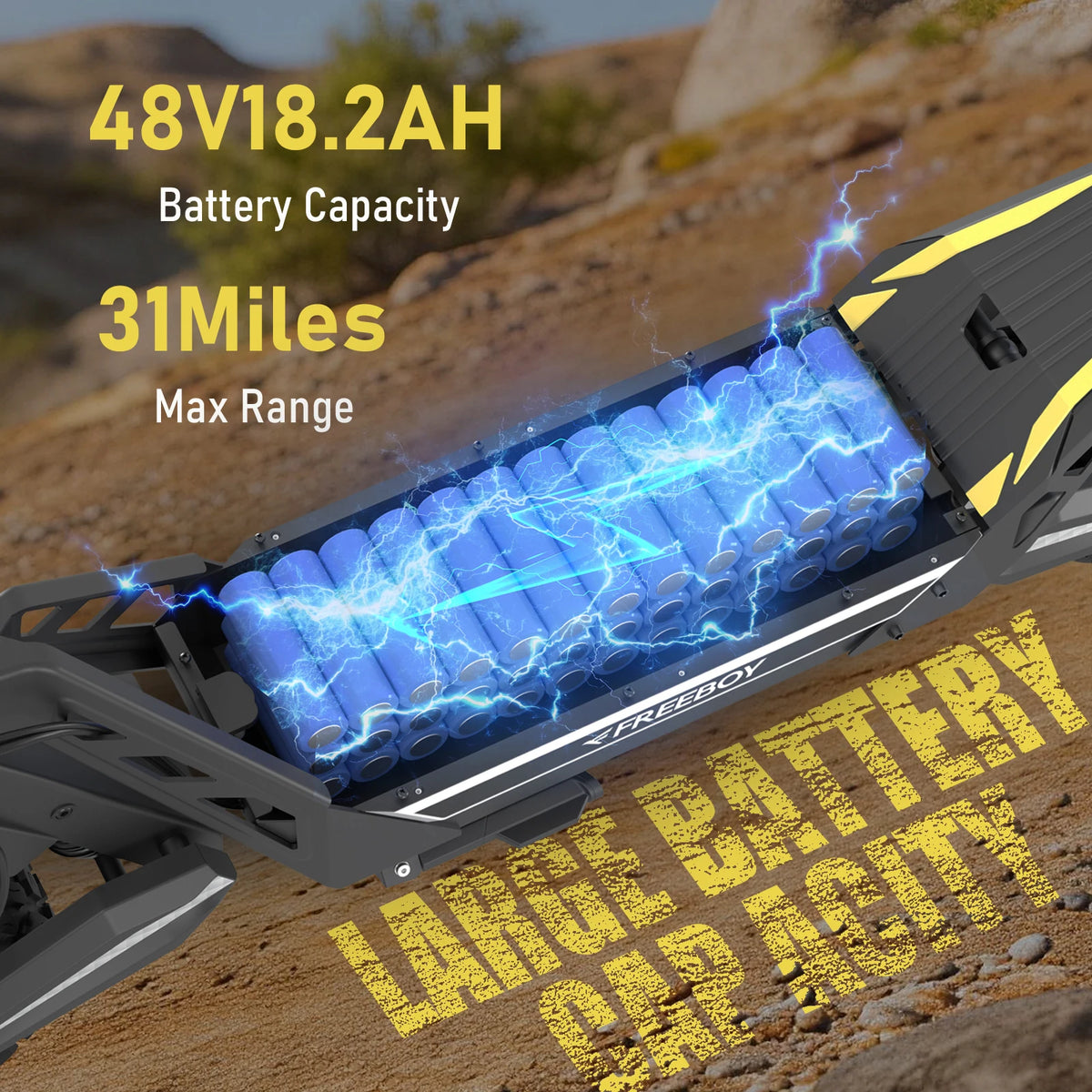 FREEBOY J2MAX 1200W Off Road Electric Scooter for Adults, 34mph Top Speed, 31miles Long Range, 11'' Pneumatic Tire, Dual Disc Brake